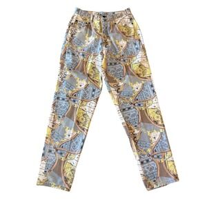 Moda Intl Y2K Vintage Overprint Denim Pants Retro Statement Indie Eclectic Sz 12